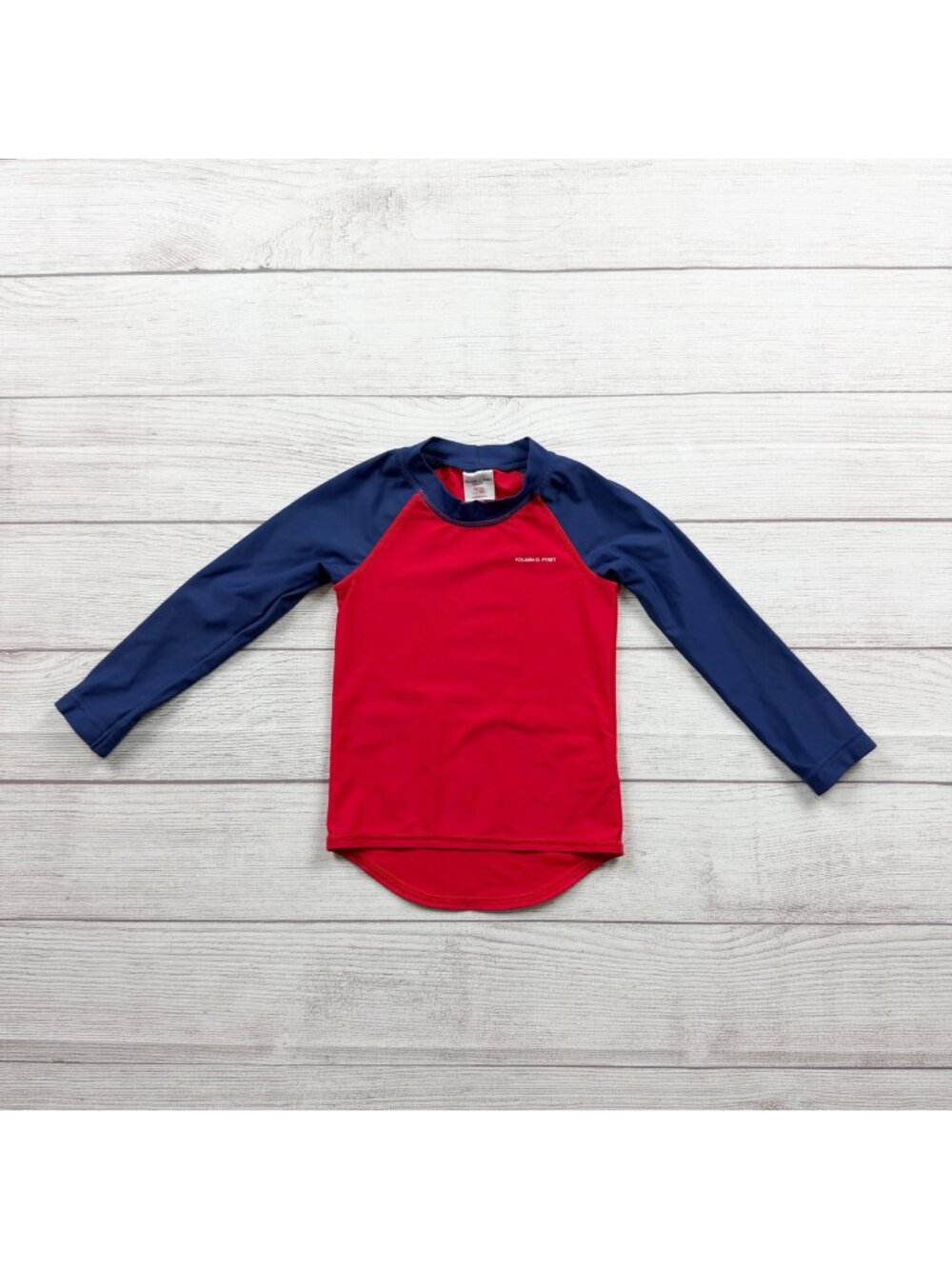 Polarn O. Pyret Long Sleeve Raglan Baby Swim Shirt Red Blue UPF 50+ 1-2 Years